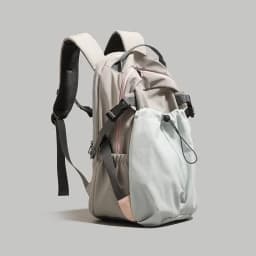 Fashion Nylon Backpack with Drawstring Side Pocket Adjustable Padded Straps for Outdoor Daily Use Large Capacity Shoulder Bag