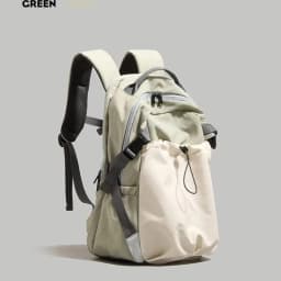 Fashion Nylon Backpack with Drawstring Side Pocket Adjustable Padded Straps for Outdoor Daily Use Large Capacity Shoulder Bag