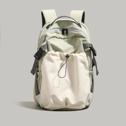 Fashion Nylon Backpack with Drawstring Side Pocket Adjustable Padded Straps for Outdoor Daily Use Large Capacity Shoulder Bag