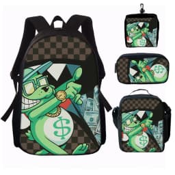 1/2/3/4/5PCS Trendy Shark Graphic Backpack Set | Perfect for School & Daily Adventures
