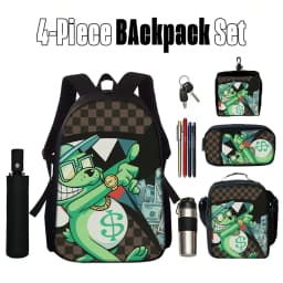 1/2/3/4/5PCS Trendy Shark Graphic Backpack Set | Perfect for School & Daily Adventures
