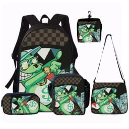 1/2/3/4/5PCS Trendy Shark Graphic Backpack Set | Perfect for School & Daily Adventures