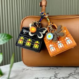 Adorable Mini Velvet PU Leather Earphone Pouch With Butterfly&Daisy Charm-Functional Mini Bag For Bag Charm-Elegant Style-Gift