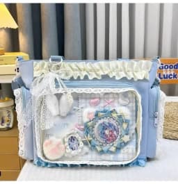Y2k New Sweet Ita Shoulder Bag Lolita Girl Transparent Crossbody Bag Women Large Capacity Lace Tote Bag Cute DIY Display Handbag