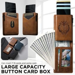 ANTI RFID Blocking PU Leather Flip Card Holder Multi-functional Wallet Card Box Automatically Ejects Card Slot Fashion Slim