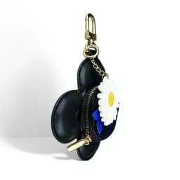 Real Leather Coin Purse with Daisy Charm-Cute Keychain Bag Clip for Handbag-Detachable Daisy Flower Accessory-Gift For Women