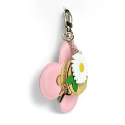 Real Leather Coin Purse with Daisy Charm-Cute Keychain Bag Clip for Handbag-Detachable Daisy Flower Accessory-Gift For Women