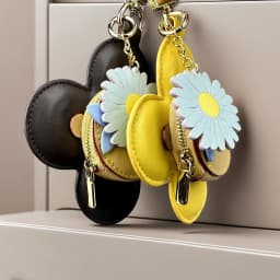 Real Leather Coin Purse with Daisy Charm-Cute Keychain Bag Clip for Handbag-Detachable Daisy Flower Accessory-Gift For Women