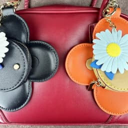 Real Leather Coin Purse with Daisy Charm-Cute Keychain Bag Clip for Handbag-Detachable Daisy Flower Accessory-Gift For Women