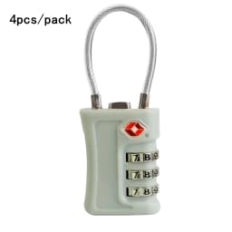 4 Pack TSA Customs Code Lock for Travel Luggage Password Changeable Black Lock Contrast Design Padlock 3 Digit Combination Lock
