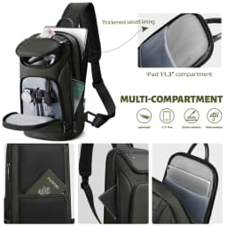 HK Multifunction Men's Shoulder Bag Waterproof Crossbody Bag Fit 11 inch iPad Lightweight Messenger Sling Bag for Travel Outdoor