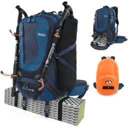 ROYAL MOUNTAIN 35L HIKING BACKPACK WITH SHOES COMPARTMENT WATER RESISTANT FABRIC REAR FRAME SUPPORT BREATHABLE PADDING