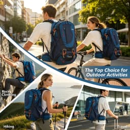 ROYAL MOUNTAIN 35L HIKING BACKPACK WITH SHOES COMPARTMENT WATER RESISTANT FABRIC REAR FRAME SUPPORT BREATHABLE PADDING