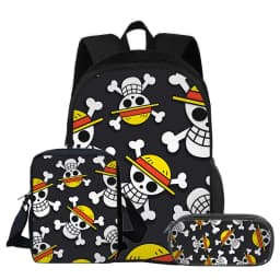 ONE PIECE Monkey D. Luffy 3Pcs Set Backpack Student School Shoulder Bag Pencil Bags Travel Backpack Children Birthday Gift
