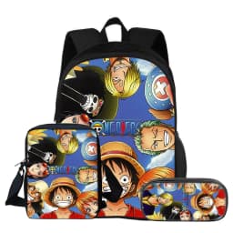 ONE PIECE Monkey D. Luffy 3Pcs Set Backpack Student School Shoulder Bag Pencil Bags Travel Backpack Children Birthday Gift