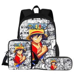 ONE PIECE Monkey D. Luffy 3Pcs Set Backpack Student School Shoulder Bag Pencil Bags Travel Backpack Children Birthday Gift