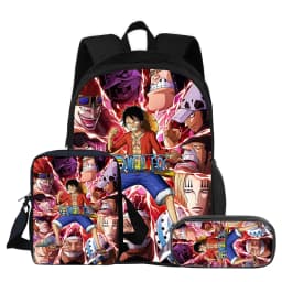 ONE PIECE Monkey D. Luffy 3Pcs Set Backpack Student School Shoulder Bag Pencil Bags Travel Backpack Children Birthday Gift