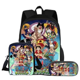 ONE PIECE Monkey D. Luffy 3Pcs Set Backpack Student School Shoulder Bag Pencil Bags Travel Backpack Children Birthday Gift