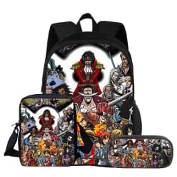 ONE PIECE Monkey D. Luffy 3Pcs Set Backpack Student School Shoulder Bag Pencil Bags Travel Backpack Children Birthday Gift