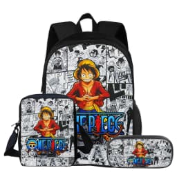 ONE PIECE Monkey D. Luffy 3Pcs Set Backpack Student School Shoulder Bag Pencil Bags Travel Backpack Children Birthday Gift