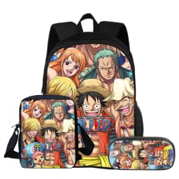ONE PIECE Monkey D. Luffy 3Pcs Set Backpack Student School Shoulder Bag Pencil Bags Travel Backpack Children Birthday Gift