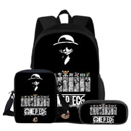 ONE PIECE Monkey D. Luffy 3Pcs Set Backpack Student School Shoulder Bag Pencil Bags Travel Backpack Children Birthday Gift