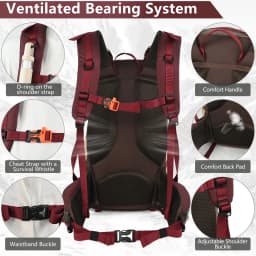 ROYAL MOUNTAIN 35L Hiking & Casual Backpack Shoes Compartment Multi-Pockets Waist Pack Chest Buckle Water-Resistant Fabric All