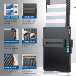 Men's Pop-Up Aluminum-Framed Carbon Fiber PU RFID Blocking Bifold Wallet with AirTag Slot Credit Card Holder Fold Design