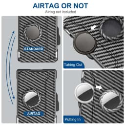Men's Pop-Up Aluminum-Framed Carbon Fiber PU RFID Blocking Bifold Wallet with AirTag Slot Credit Card Holder Fold Design