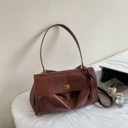 MOODS Two-sized Flap Shoulder Tote Bags For Women Retro Solid Color Big Capacity Shopper Crossbody Bag 2025 New Fashion Handbags