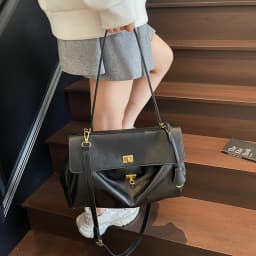 MOODS Two-sized Flap Shoulder Tote Bags For Women Retro Solid Color Big Capacity Shopper Crossbody Bag 2025 New Fashion Handbags