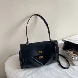 MOODS Two-sized Flap Shoulder Tote Bags For Women Retro Solid Color Big Capacity Shopper Crossbody Bag 2025 New Fashion Handbags