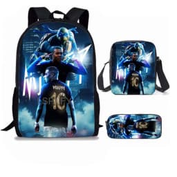 M-Mbappe 3Pcs Set Backpack Shoulder Bag Pencil Bags Bookbag Football Star Rucksack child Mochila Sports Schoolbag Kids Gift