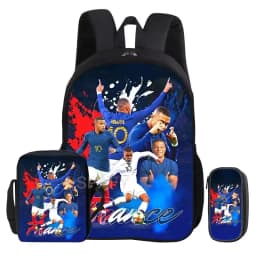 M-Mbappe 3Pcs Set Backpack Shoulder Bag Pencil Bags Bookbag Football Star Rucksack child Mochila Sports Schoolbag Kids Gift