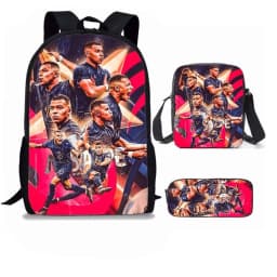 M-Mbappe 3Pcs Set Backpack Shoulder Bag Pencil Bags Bookbag Football Star Rucksack child Mochila Sports Schoolbag Kids Gift