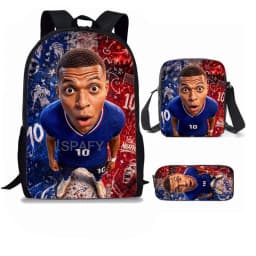 M-Mbappe 3Pcs Set Backpack Shoulder Bag Pencil Bags Bookbag Football Star Rucksack child Mochila Sports Schoolbag Kids Gift