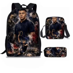 M-Mbappe 3Pcs Set Backpack Shoulder Bag Pencil Bags Bookbag Football Star Rucksack child Mochila Sports Schoolbag Kids Gift