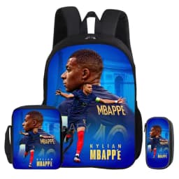 M-Mbappe 3Pcs Set Backpack Shoulder Bag Pencil Bags Bookbag Football Star Rucksack child Mochila Sports Schoolbag Kids Gift