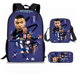 M-Mbappe 3Pcs Set Backpack Shoulder Bag Pencil Bags Bookbag Football Star Rucksack child Mochila Sports Schoolbag Kids Gift