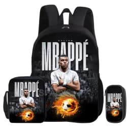M-Mbappe 3Pcs Set Backpack Shoulder Bag Pencil Bags Bookbag Football Star Rucksack child Mochila Sports Schoolbag Kids Gift