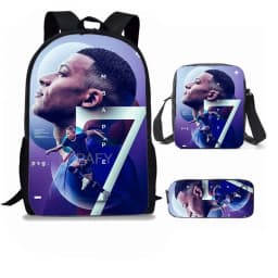 M-Mbappe 3Pcs Set Backpack Shoulder Bag Pencil Bags Bookbag Football Star Rucksack child Mochila Sports Schoolbag Kids Gift