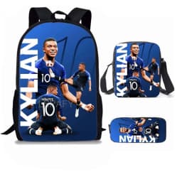 M-Mbappe 3Pcs Set Backpack Shoulder Bag Pencil Bags Bookbag Football Star Rucksack child Mochila Sports Schoolbag Kids Gift