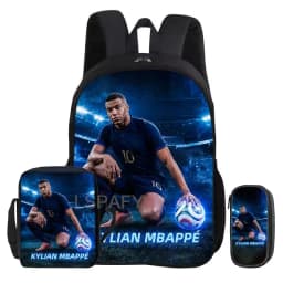 M-Mbappe 3Pcs Set Backpack Shoulder Bag Pencil Bags Bookbag Football Star Rucksack child Mochila Sports Schoolbag Kids Gift