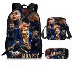 M-Mbappe 3Pcs Set Backpack Shoulder Bag Pencil Bags Bookbag Football Star Rucksack child Mochila Sports Schoolbag Kids Gift