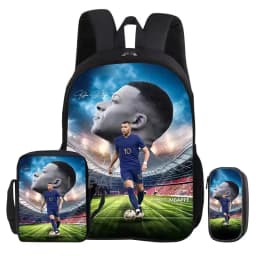 M-Mbappe 3Pcs Set Backpack Shoulder Bag Pencil Bags Bookbag Football Star Rucksack child Mochila Sports Schoolbag Kids Gift