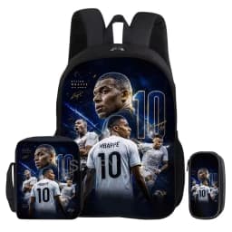 M-Mbappe 3Pcs Set Backpack Shoulder Bag Pencil Bags Bookbag Football Star Rucksack child Mochila Sports Schoolbag Kids Gift