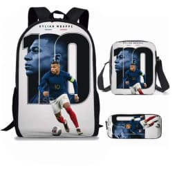 M-Mbappe 3Pcs Set Backpack Shoulder Bag Pencil Bags Bookbag Football Star Rucksack child Mochila Sports Schoolbag Kids Gift