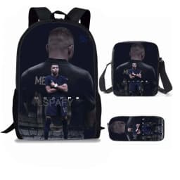 M-Mbappe 3Pcs Set Backpack Shoulder Bag Pencil Bags Bookbag Football Star Rucksack child Mochila Sports Schoolbag Kids Gift
