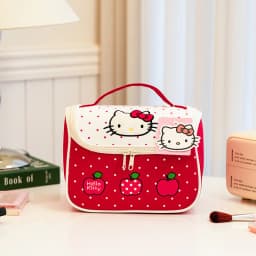 Highly attractive, large-capacity Hello Kitty apple print makeup bag, durable, suitable for travel and business trips, portable