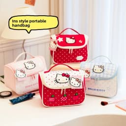 Highly attractive, large-capacity Hello Kitty apple print makeup bag, durable, suitable for travel and business trips, portable